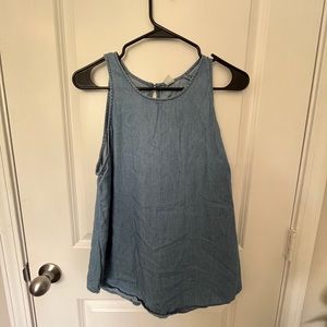 Blue Faux Denim Tank